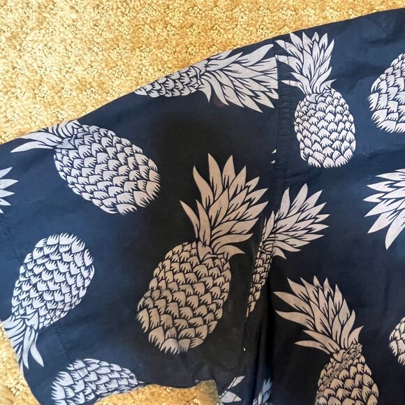 Levis Mens Hawaiian Shirt XL Navy Blue Pineapple All Over Print Short Sleeve Top - Picture 4 of 9